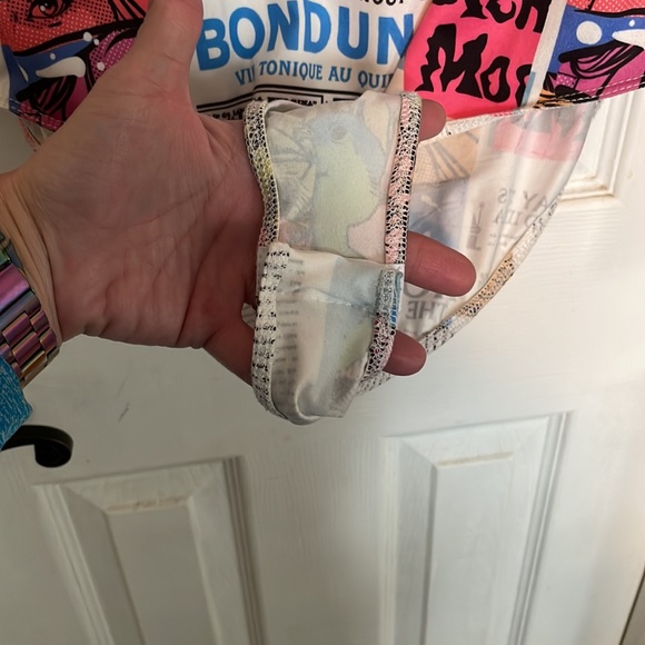 Colorful, “newsprint” bodysuit. Unsure of brand - maybe Shein or H&M. - Picture 5 of 5